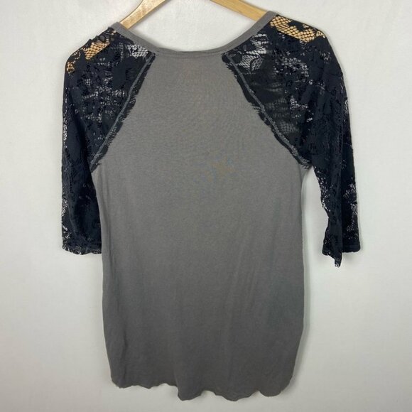 Revolve Free People Renegade Raglan Tee Metal Folk Size Small Lace Bohemian Top - Picture 14 of 16